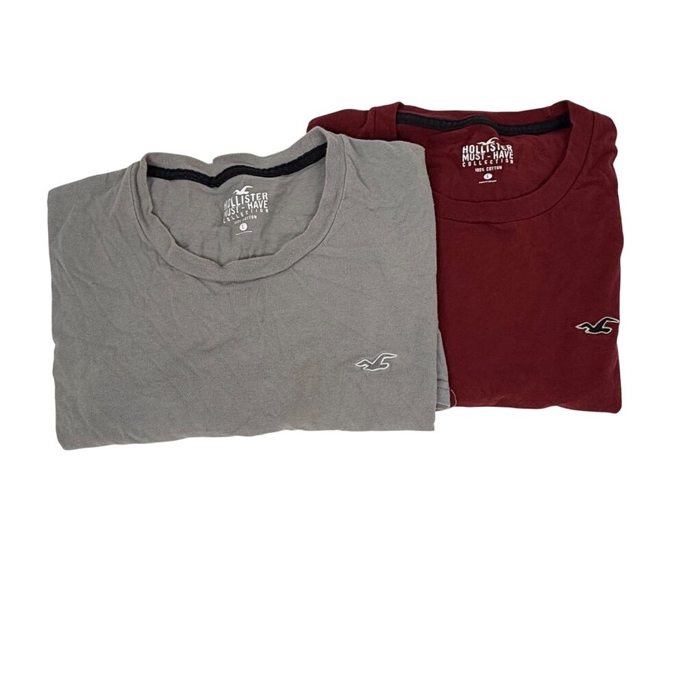 Bundle of 2 Hollister Men's Must-Have T-Shirts Red/Gray Size L